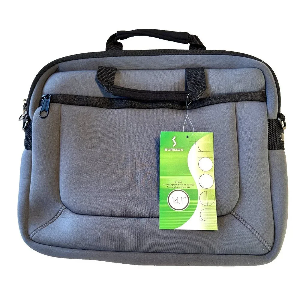 SUMDEX NeoArt Laptop Shoulder Bag Neoprene Slim Brief Gray fits 14.1 laptop NEW